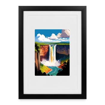 Guyana Caraïbes Voyage Affiche Souvenir Peinture WPA - Affiche encadrée (27 × 37 cm) - noir - Devant