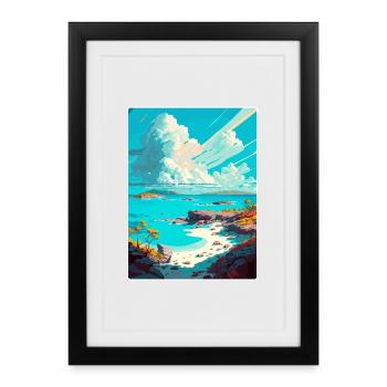 Exuma Affiche de voyage des Caraïbes Peinture Souvenir WPA - Affiche encadrée (27 × 37 cm) - noir - Devant