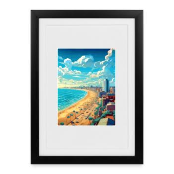 Mar del Plata Affiche de voyage Peinture Souvenir WPA - Affiche encadrée (27 × 37 cm) - noir - Devant