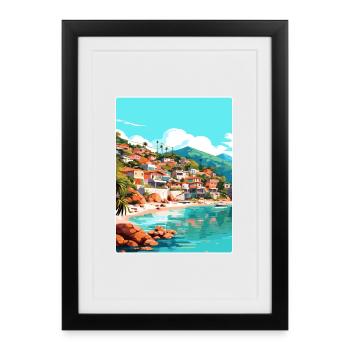 Yelapa Travel Poster Souvenir Postcard Painting - Framed poster (27 × 37 cm) - black - Front
