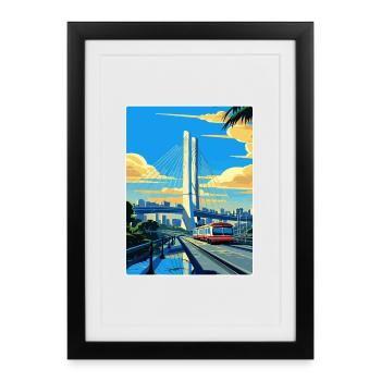 Sao Paulo Brazil Travel Poster Souvenir Paint WPA - Framed poster (27 × 37 cm) - black - Front