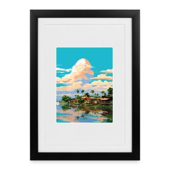 Manaus Brésil Affiche de voyage Peinture Souvenir WPA - Affiche encadrée (27 × 37 cm) - noir - Devant
