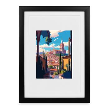 San Miguel Affiche de voyage Souvenir Carte Postale Peinture - Affiche encadrée (27 × 37 cm) - noir - Devant