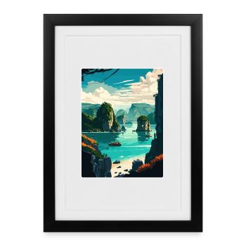 Ha Long Bay Vietnam Islands Travel Poster Souvenir - Framed poster (27 × 37 cm) - black - Front