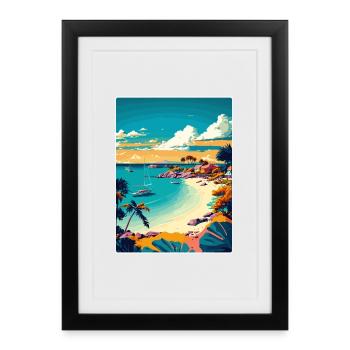 Aruba Caraïbes Voyage Poster Souvenir Peinture WPA - Affiche encadrée (27 × 37 cm) - noir - Devant