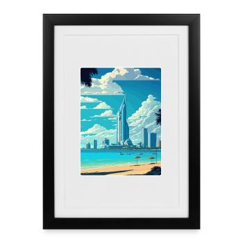 Pattaya Thaïlande Affiche de voyage thaïlandaise Souvenir WPA - Affiche encadrée (27 × 37 cm) - noir - Devant