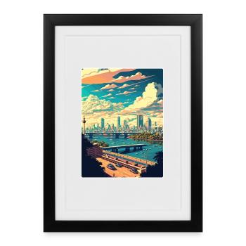 Bangkok Thailand Thai Travel Poster Souvenir WPA - Framed poster (27 × 37 cm) - black - Front
