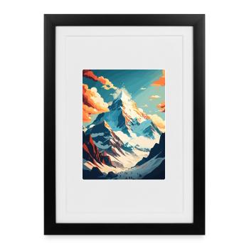 Mont Everest Chine Affiche de voyage vintage souvenir - Affiche encadrée (27 × 37 cm) - noir - Devant