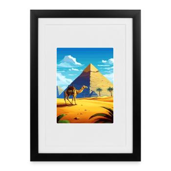 Cairo Egypt Great Pyramids Of Giza Travel Poster - Framed poster (27 × 37 cm) - black - Front