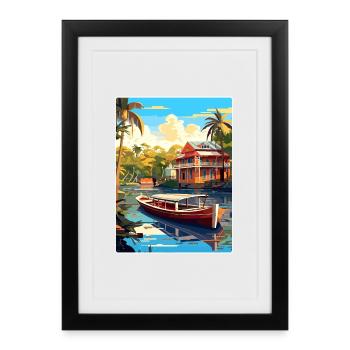 Tigre Argentina Travel Poster Souvenir Paint WPA - Framed poster (27 × 37 cm) - black - Front