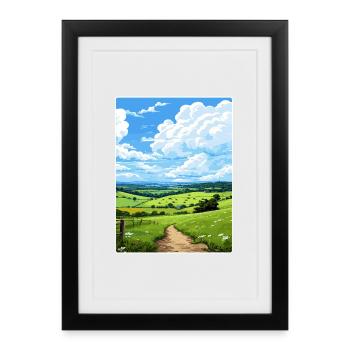 High Weald Aonb Affiche de voyage Souvenir Peinture WPA - Affiche encadrée (27 × 37 cm) - noir - Devant
