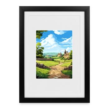 Cotswolds Aonb Voyage Affiche Souvenir Peinture WPA - Affiche encadrée (27 × 37 cm) - noir - Devant