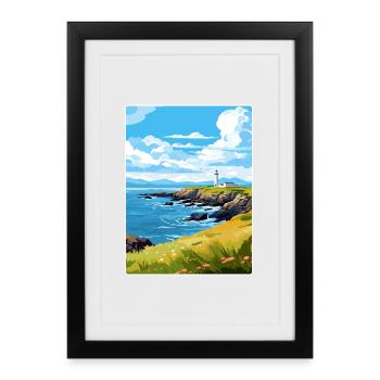 Anglesey Aonb Voyage Affiche Souvenir Peinture WPA - Affiche encadrée (27 × 37 cm) - noir - Devant