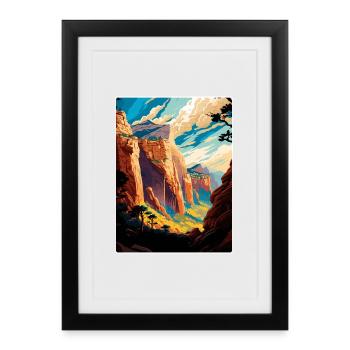 Parc national de Zion Angels Landing Arizona Travel - Affiche encadrée (27 × 37 cm) - noir - Devant
