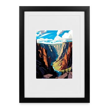 Affiche de voyage du parc national du Black Canyon Colorado - Affiche encadrée (27 × 37 cm) - noir - Devant