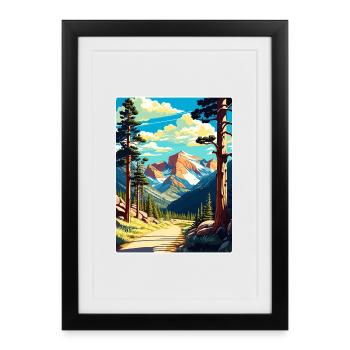 Carte de voyage du parc national des montagnes du Colorado - Affiche encadrée (27 × 37 cm) - noir - Devant