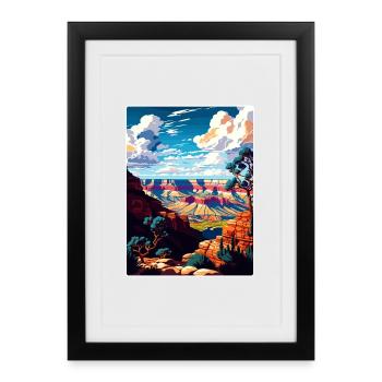 Parc national du Grand Canyon, Arizona, Affiche de voyage - Affiche encadrée (27 × 37 cm) - noir - Devant