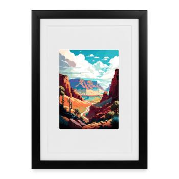 Parc national du Grand Canyon, Arizona, Affiche de voyage - Affiche encadrée (27 × 37 cm) - noir - Devant