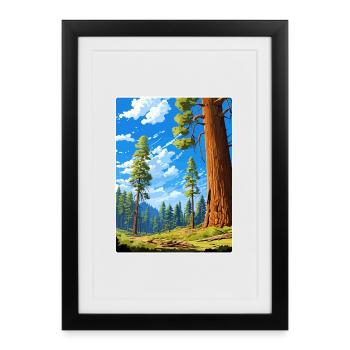 Affiche de voyage du parc national de Sequoia Kings Canyon - Affiche encadrée (27 × 37 cm) - noir - Devant