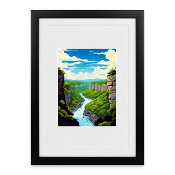 Affiche de voyage du parc national de New River Gorge WPA - Affiche encadrée (27 × 37 cm) - noir - Devant
