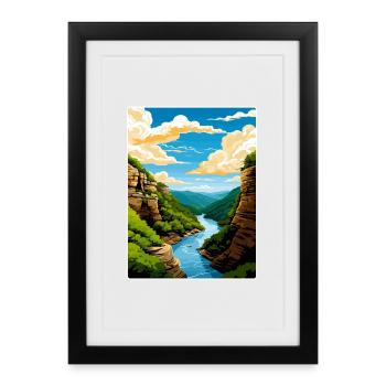 Affiche de voyage du parc national de New River Gorge WPA - Affiche encadrée (27 × 37 cm) - noir - Devant