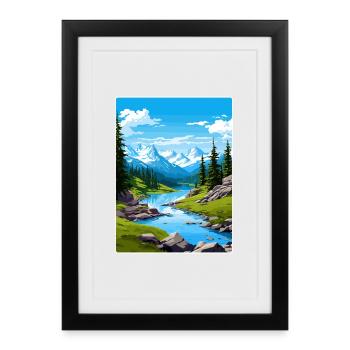 North Cascades National Park Travel Poster Card - Framed poster (27 × 37 cm) - black - Front