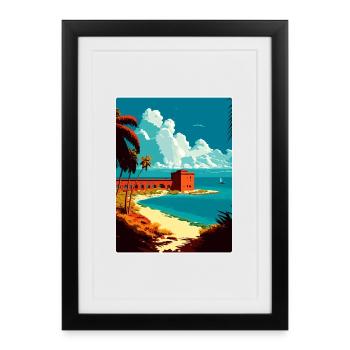 Dry Tortugas National Park Travel Poster Souvenir - Framed poster (27 × 37 cm) - black - Front