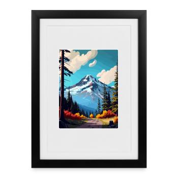 Mount Hood National Forest Reiseposter Souvenir - Gerahmtes Poster (27 × 37 cm) - Schwarz - Vorne