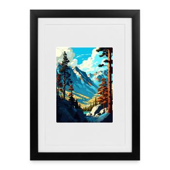 Affiche de voyage souvenir du parc national de Kings Canyon - Affiche encadrée (27 × 37 cm) - noir - Devant
