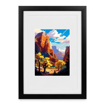 Parc national de Zion Arizona Affiche de voyage souvenir - Affiche encadrée (27 × 37 cm) - noir - Devant