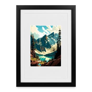 North Cascades National Park Travel Poster Card - Framed poster (27 × 37 cm) - black - Front