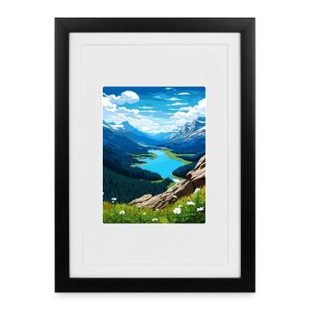 Parc national Banff Canada Affiche de voyage souvenir - Affiche encadrée (27 × 37 cm) - noir - Devant