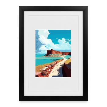 Dry Tortugas National Park Travel Poster Souvenir - Framed poster (27 × 37 cm) - black - Front