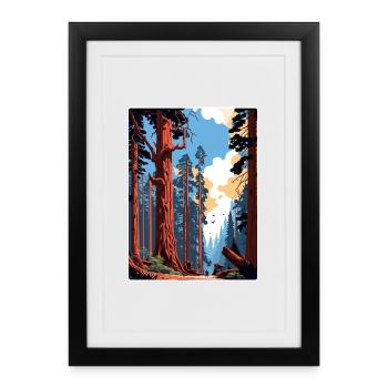Affiche de voyage du parc national de Redwood Souvenir WPA - Affiche encadrée (27 × 37 cm) - noir - Devant
