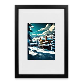 Steamboat Springs, Colorado, affiche de voyage, souvenir - Affiche encadrée (27 × 37 cm) - noir - Devant