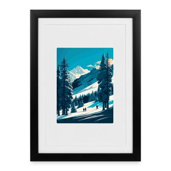 Megève Ski Les Arcs Ski Voyage Poster Souvenir - Affiche encadrée (27 × 37 cm) - noir - Devant