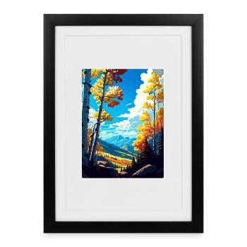 Aspen Ski Resort Colorado Affiche de voyage souvenir - Affiche encadrée (27 × 37 cm) - noir - Devant