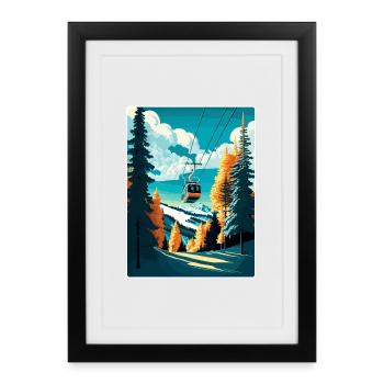 Kitzbühel Ski Autriche Affiche de voyage souvenir WPA - Affiche encadrée (27 × 37 cm) - noir - Devant