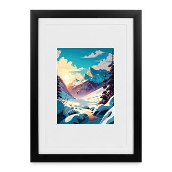 Les Arcs Station de ski Neige France Affiche de voyage WPA - Affiche encadrée (27 × 37 cm) - noir - Devant