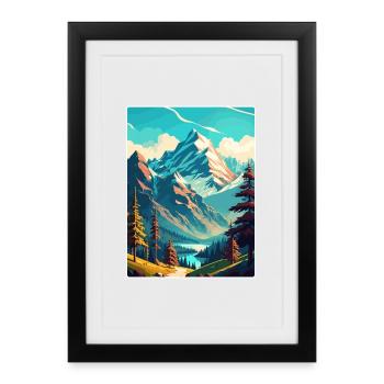 Bayerische Alpen Deutschland Reiseposter Souvenir WPA - Gerahmtes Poster (27 × 37 cm) - Schwarz - Vorne