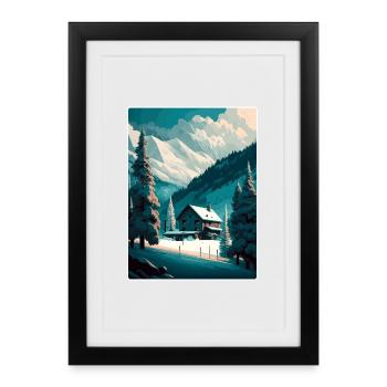 St Anton ski ski vintage voyage affiche souvenir - Affiche encadrée (27 × 37 cm) - noir - Devant