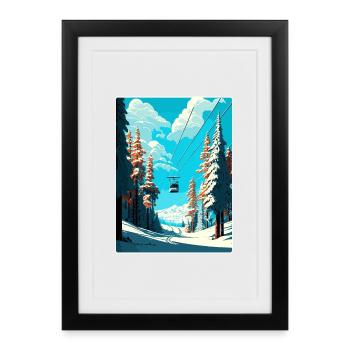 Meribel Ski Skiing Travel Poster Souvenir Paint WP - Framed poster (27 × 37 cm) - black - Front