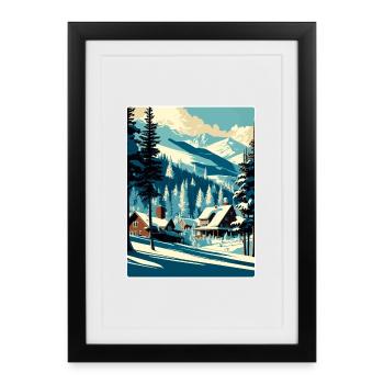Les Arcs Ski Ski Vintage Voyage Poster Souvenir - Affiche encadrée (27 × 37 cm) - noir - Devant