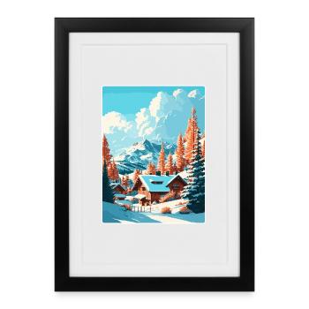 Meribel Ski Skiing Travel Poster Souvenir Paint WP - Framed poster (27 × 37 cm) - black - Front