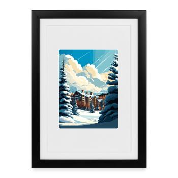 Beaver Creek Ski Voyage Affiche Peinture Souvenir WPA - Affiche encadrée (27 × 37 cm) - noir - Devant