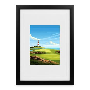 Harbor Town Golf Links Club Course Travel Poster - Framed poster (27 × 37 cm) - black - Front