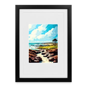 The Link At Spanish Bay Golf Travel Poster Card - Framed poster (27 × 37 cm) - black - Front