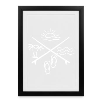 Crossed Beach Icon Sunset - Framed poster (27 × 37 cm) - black - Front