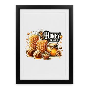 Marchand de miel Apiculteur Cadeau d’apiculteur - Affiche encadrée (27 × 37 cm) - noir - Devant
