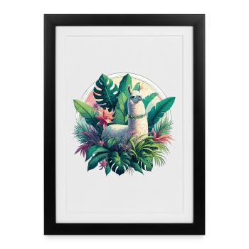 Llama Jungle Plants Palm Trees Gift - Framed poster (27 × 37 cm) - black - Front